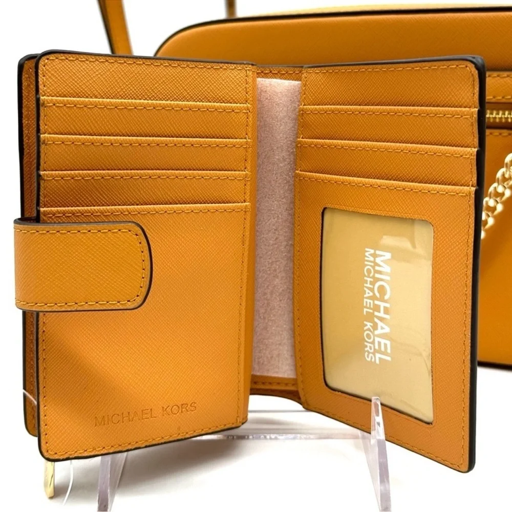 Michael Kors Large EW Crossbody Bag Cider & Medium Bifold Zip Chain Wallet Cider